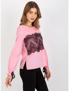 Fashionhunters Pink Cotton Formal Blouse