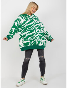 Fashionhunters Green-white oversize sweatshirt with print