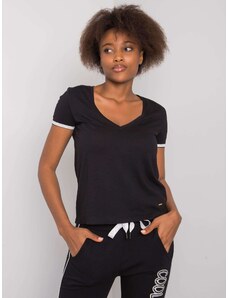 Fashionhunters NU MĂ CUNOAȘTEȚI tricoul din bumbac negru pentru femei