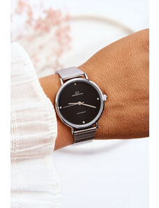 Kesi Women's Waterproof Watch on Giorgio& Dario Bracelet Silver - Black