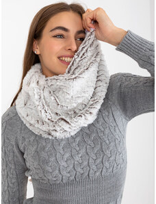 Fashionhunters White and dark brown neck warmer made of faux fur