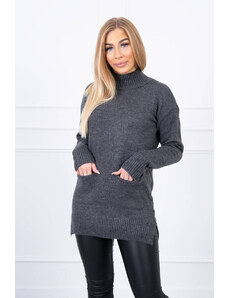 Kesi Sweater with graphite stand-up collar
