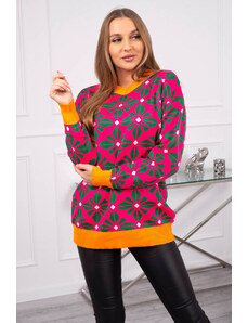 Kesi Sweater with a geometric fuchsia motif