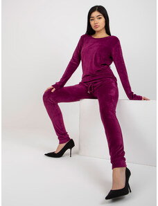 Fashionhunters Purple velour set with trousers by Clarisa RUE PARIS