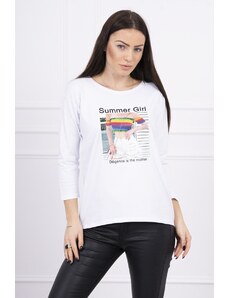Kesi Bluza cu imprimeu Summer Girl alb