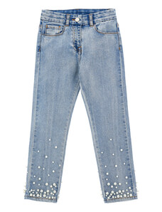 MONNALISA Jeans With Dégradé Pearls