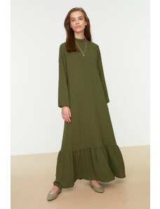 Trendyol Khaki Aerobin Dress With Elastic Standing Neck At The End Of The Sleeves