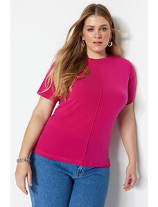 Trendyol Curve Fuchsia Knitted Rib Detailed Blouse