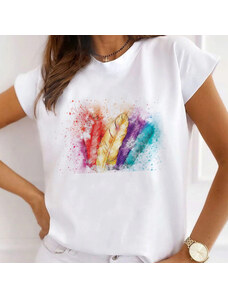 orielle Tricou Colorful Feathers