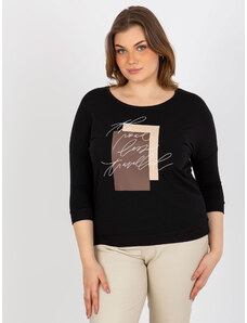Fashionhunters Black blouse for everyday wear with expression