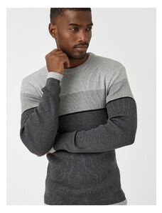 Koton Basic Knitwear Sweater Crew Neck Color Blocked