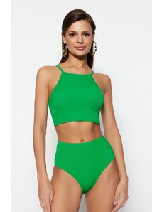 Trendyol Green Halterneck Pile Bikini Top