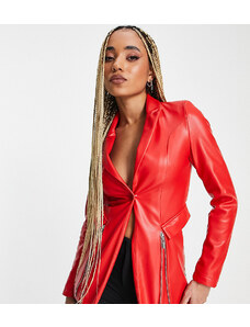 ASYOU PU tailored blazer co-ord with zips in red