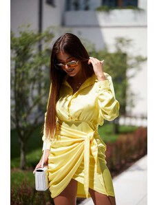 FASARDI Yellow shirt dress with tie at the front