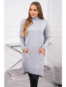Kesi Sweater with stand-up collar light gray