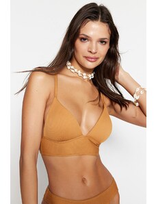 Trendyol Brown Triangle Push-Up Acoperit Textured Bikini Top