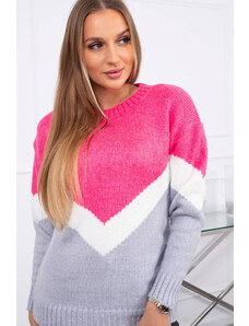 Kesi Sweater with geometric patterns fuchsia+grey