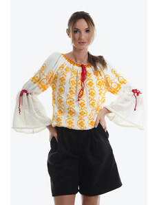 Onibon IE tricotata cu model galben de sarbatoare