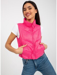 Fashionhunters Women's short down vest with stitching - pink