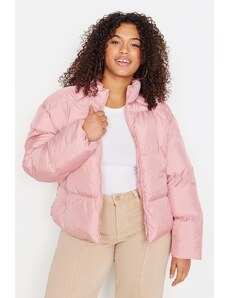 Jachetă Trendyol Pink Stand-Up Collar Crop Down