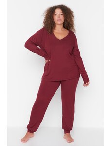 Trendyol Curve Burgundy Pajamas Set