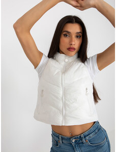 Fashionhunters Women's short quilted vest - ecru