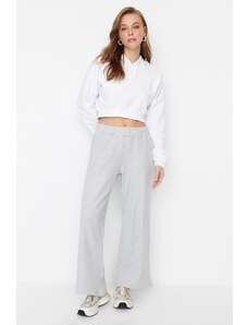 Trendyol Gray Wide Leg/Comfortable Fit Ribbed Tricotat Sweatpants