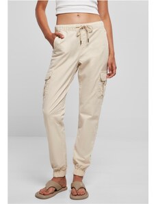 Pantaloni // Urban Classics / Ladies High Waist Cargo Jogging Pants whitesand