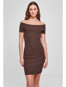Rochie // Urban Classics / Ladies Off Shoulder Rib Dress brown