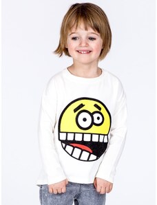 Fashionhunters Bluza pentru copii din bumbac cu imprimeu ecru smiley