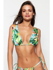 Trendyol Tropical Patterned Triangle Tie Bikini Top