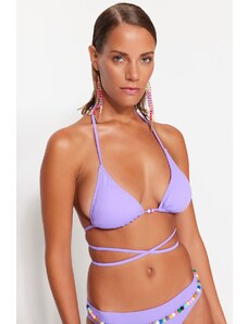 Trendyol Lilac Triangle Tie Bikini Top