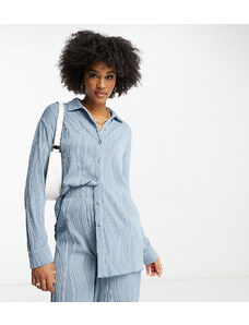 4th & Reckless Tall exclusive plisse shirt co-ord in blue