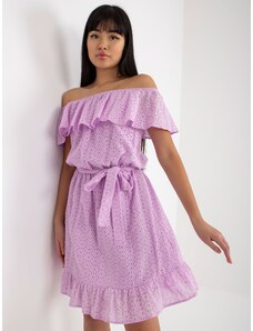 Fashionhunters Light purple openwork Spanish dress with frills