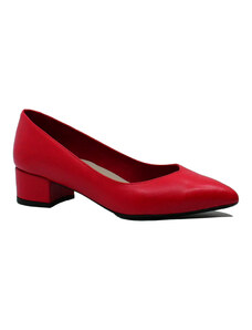Pantofi Anna Viotti rosii din piele naturala, cu varf ascutit GOR25172R