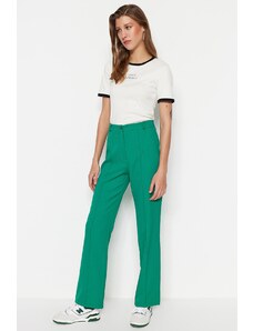 Trendyol Emerald Drept Drept Talie Înaltă Nervuri Cusute Pantaloni Țesute
