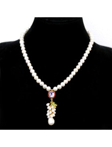 Frumoasa Venetiana Colier argint perle ametist