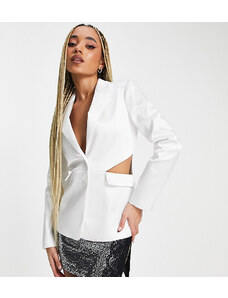 ASYOU tailored cut out satin blazer in white