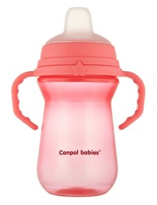 Pahar care nu se varsă Canpol Babies cu gura moale, roz, 250 ml
