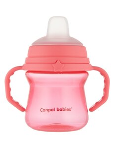 Pahar care nu se varsă, Canpol Babies cu gură moale, roz, 150 ml