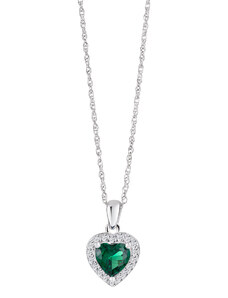 Pandantiv din argint Velvet Heart, inimă cu zirconiu cubic Preciosa, 5370 66 verde/smarald