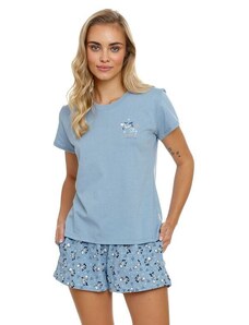 DN Nightwear Pijamale de damă Stay positive albastru deschis