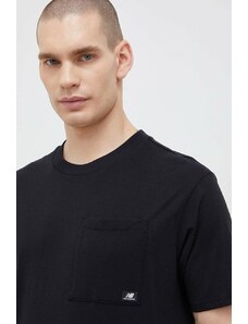 New Balance tricou din bumbac culoarea negru, uni MT31542BK-2BK