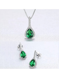 ArgintBoutique Set Cercei si Lantisor Din Argint S925 Zirconiu Verde Smarald Duchess Set279C