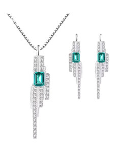 ArgintBoutique Set Colier si Cercei Din Argint Luxury Ladies Smarald Verde SET399H