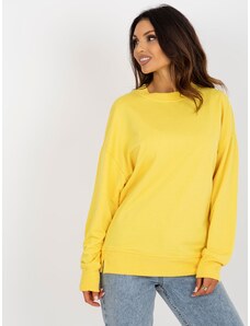 Fashionhunters Yellow loose hoodie with round neckline