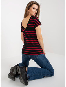 Fashionhunters BASIC FEEL GOOD black-red women's striped T-shirt