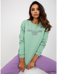 Fashionhunters Light green hoodie with print
