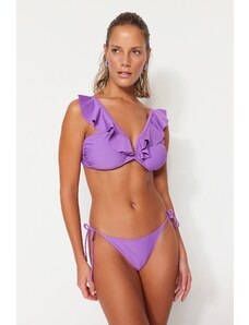 Trendyol Purple Tie High Leg Bikini Bottom