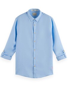 SCOTCH & SODA Cămaşă Regular-Fit Linen Shirt With Sleeve Roll-Up 169716 SC0566 sky